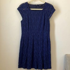 Madwell Navy lace dress with pleated skirt